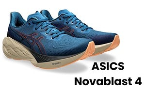 ASICS Novablast 4 Road Running Shoes, on a person.